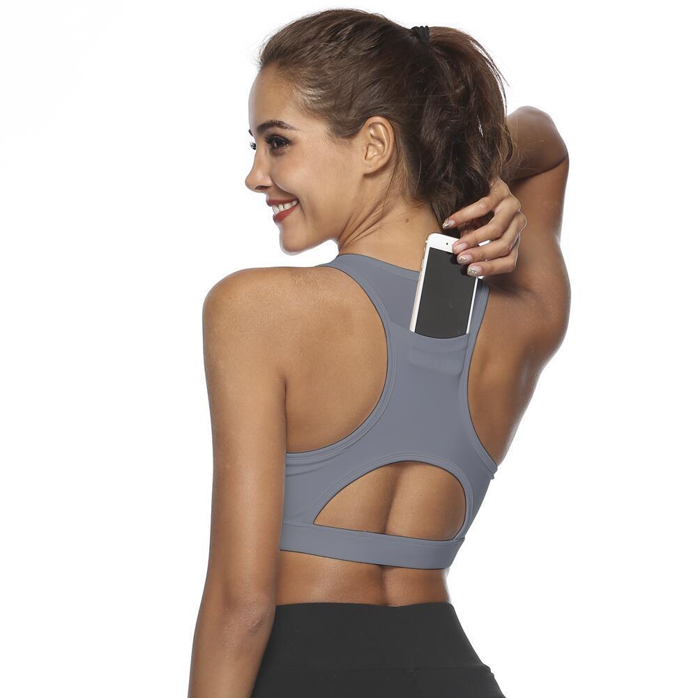 Women’s Pocket Sports Bra – Supportive Workout Bra with Phone Pocket