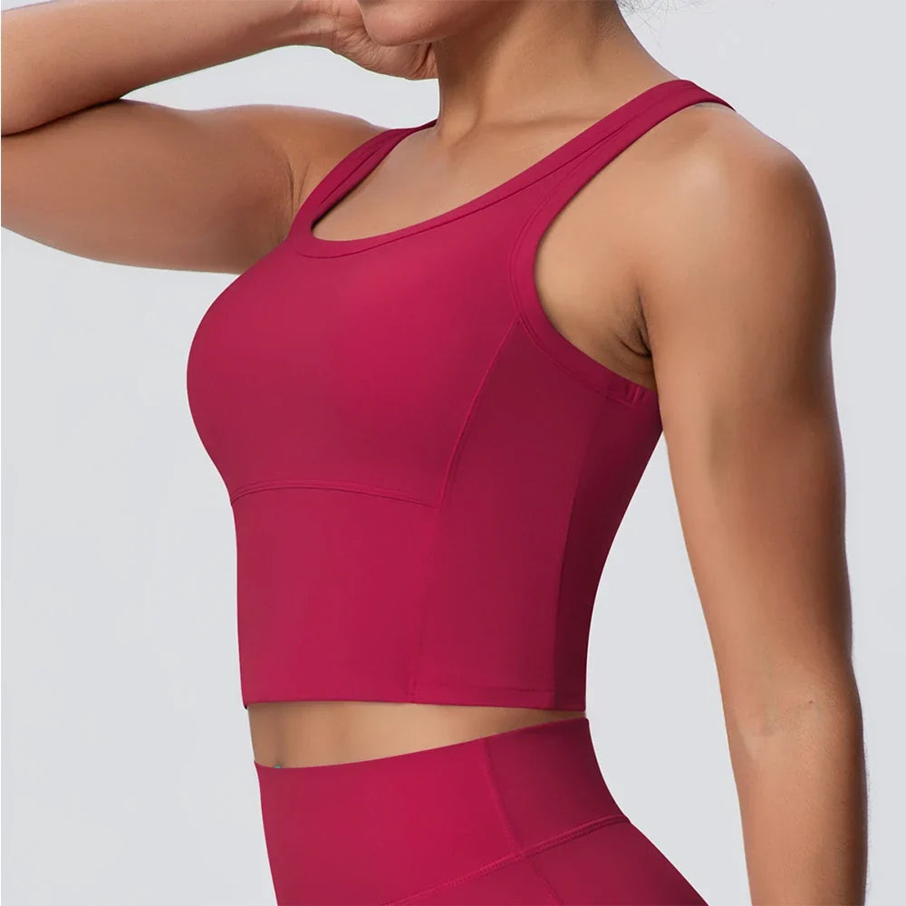 Sports Bra Women's Yoga Bra Fixed Chest Pad Gym Vest Shock-proof Workout Tops Yoga Clothes U-shaped Back Workout Fitness Running