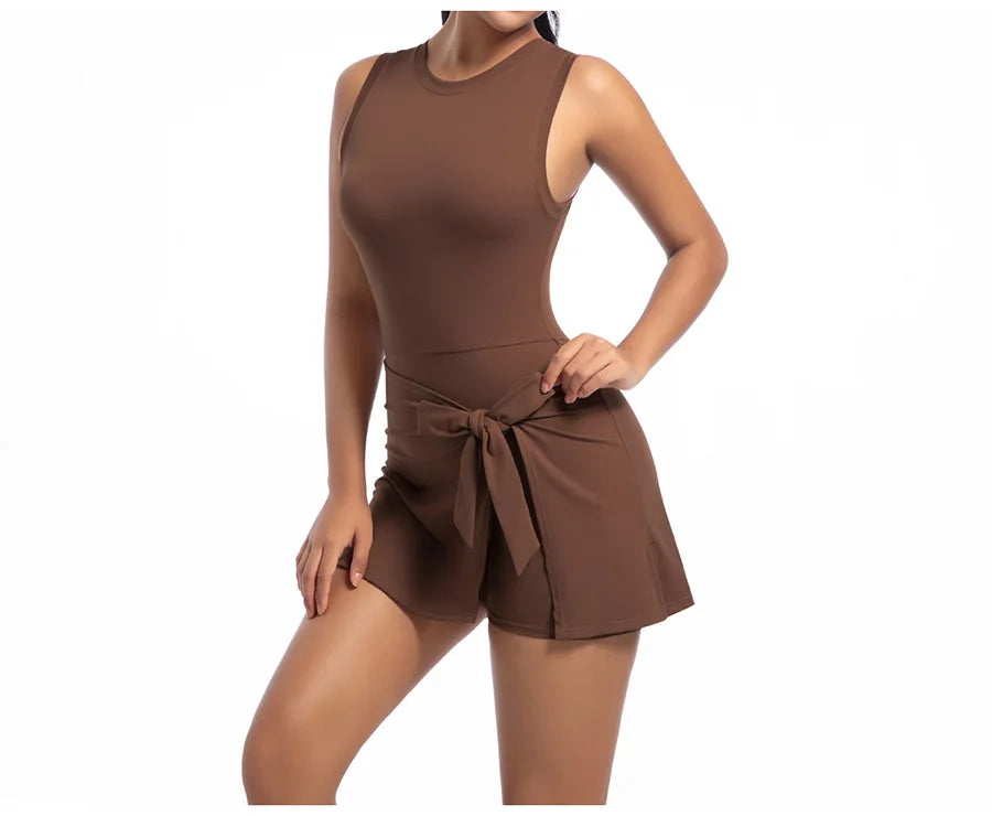 New Short Sports Jumpsuit Gym Set Women Yoga Clothes Workout Tennis dress One-piece Playsuit Yoga Suit Female Outdoor Bodysuits