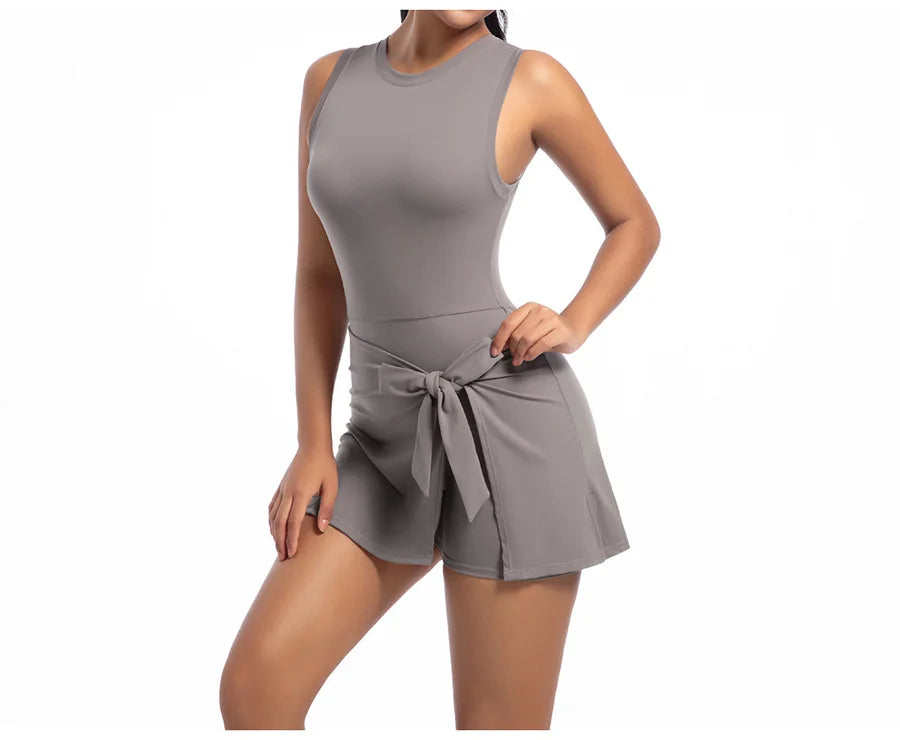 New Short Sports Jumpsuit Gym Set Women Yoga Clothes Workout Tennis dress One-piece Playsuit Yoga Suit Female Outdoor Bodysuits