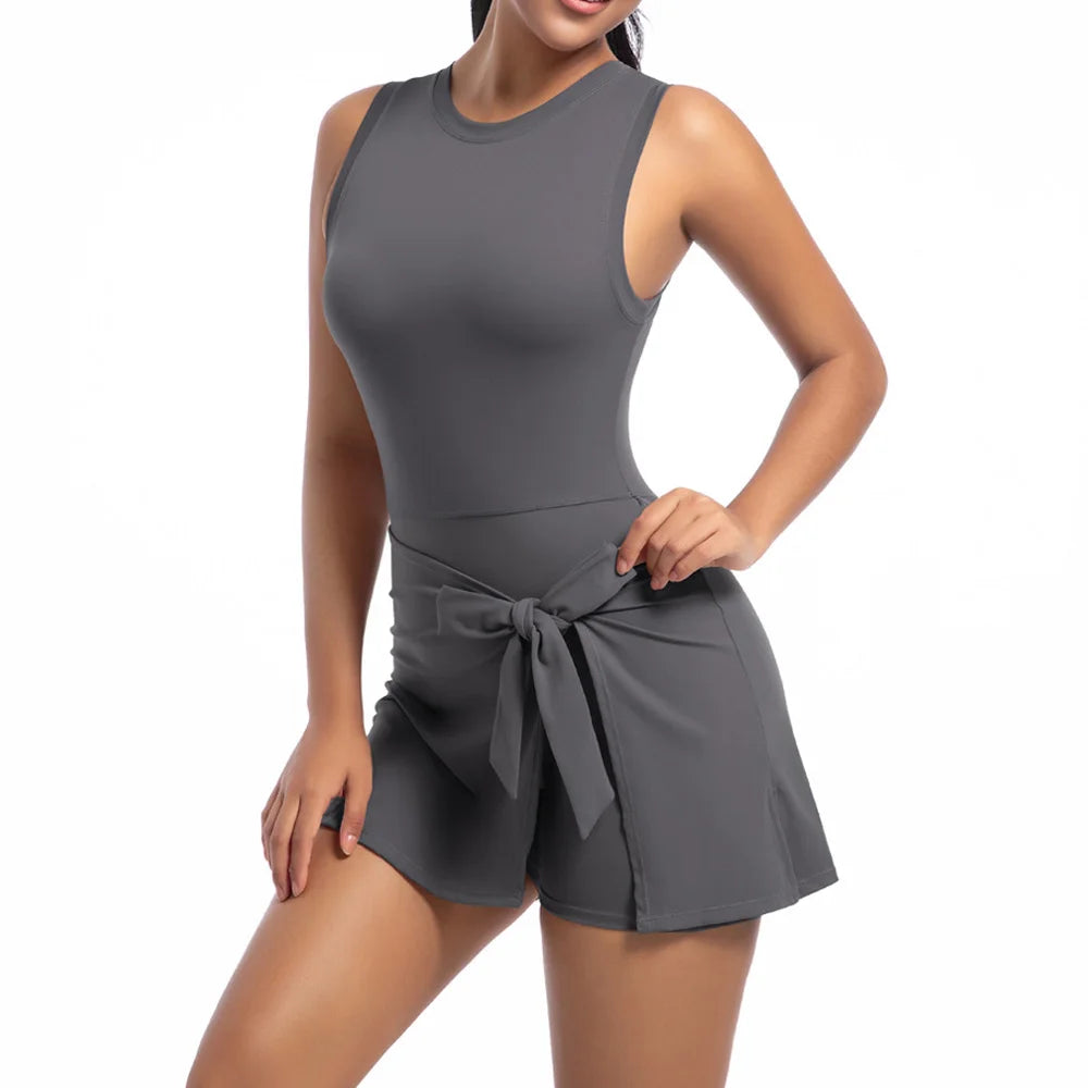 New Short Sports Jumpsuit Gym Set Women Yoga Clothes Workout Tennis dress One-piece Playsuit Yoga Suit Female Outdoor Bodysuits