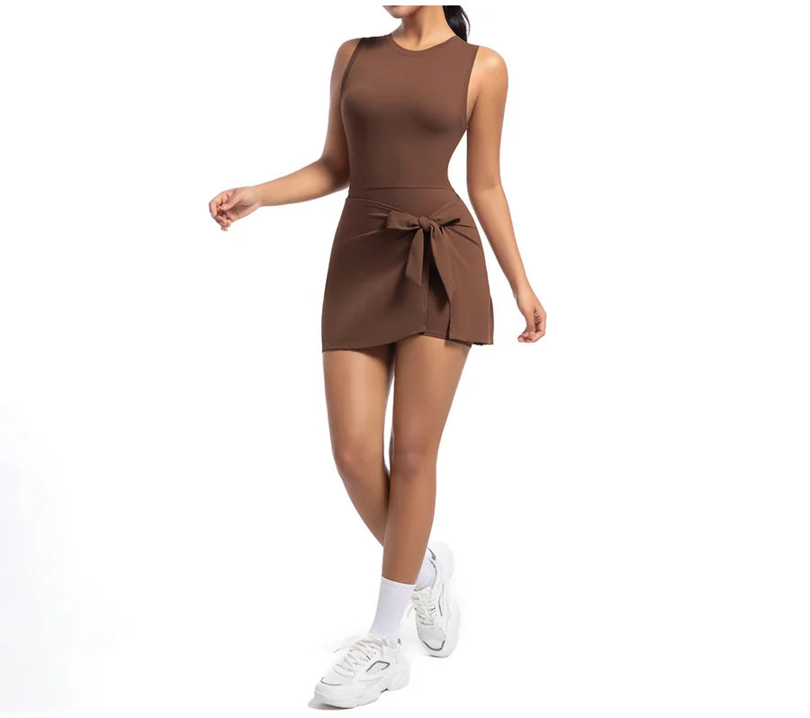 New Short Sports Jumpsuit Gym Set Women Yoga Clothes Workout Tennis dress One-piece Playsuit Yoga Suit Female Outdoor Bodysuits