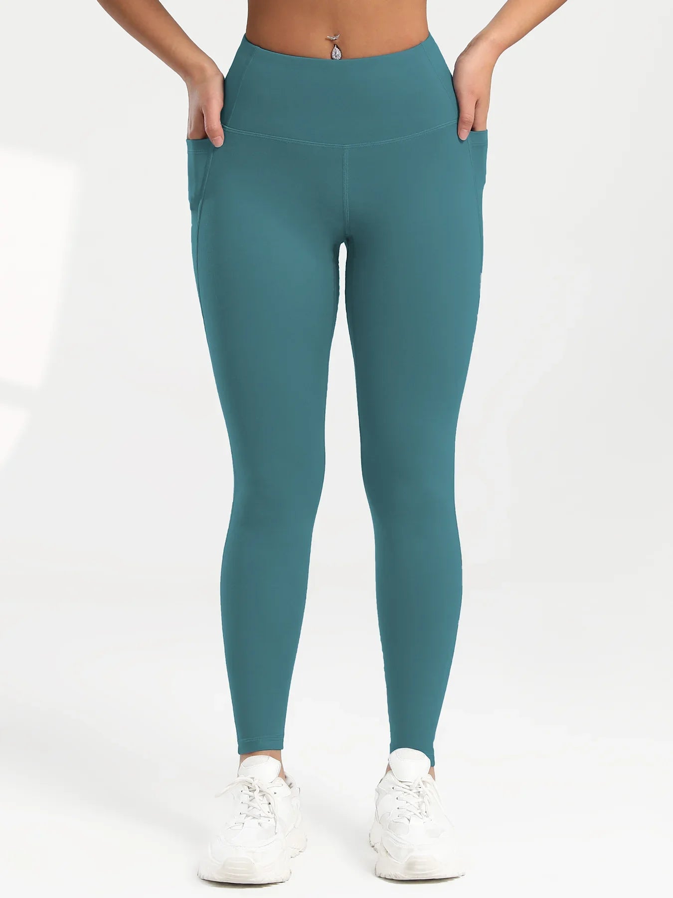 2025 Pockets Gym Yoga Women's Leggings Pure Color Casual Outdoors Workout High Waist Skinny Leggings Of Women Running Pants