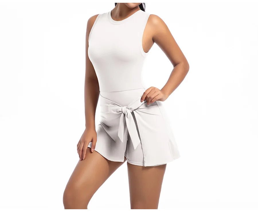 New Short Sports Jumpsuit Gym Set Women Yoga Clothes Workout Tennis dress One-piece Playsuit Yoga Suit Female Outdoor Bodysuits