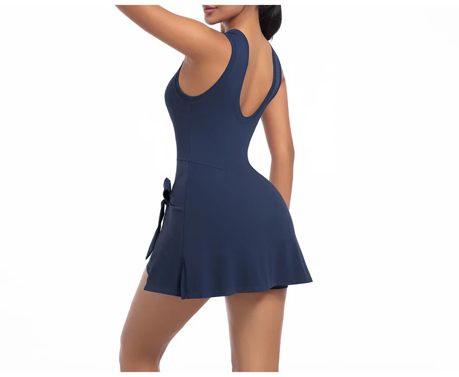 New Short Sports Jumpsuit Gym Set Women Yoga Clothes Workout Tennis dress One-piece Playsuit Yoga Suit Female Outdoor Bodysuits