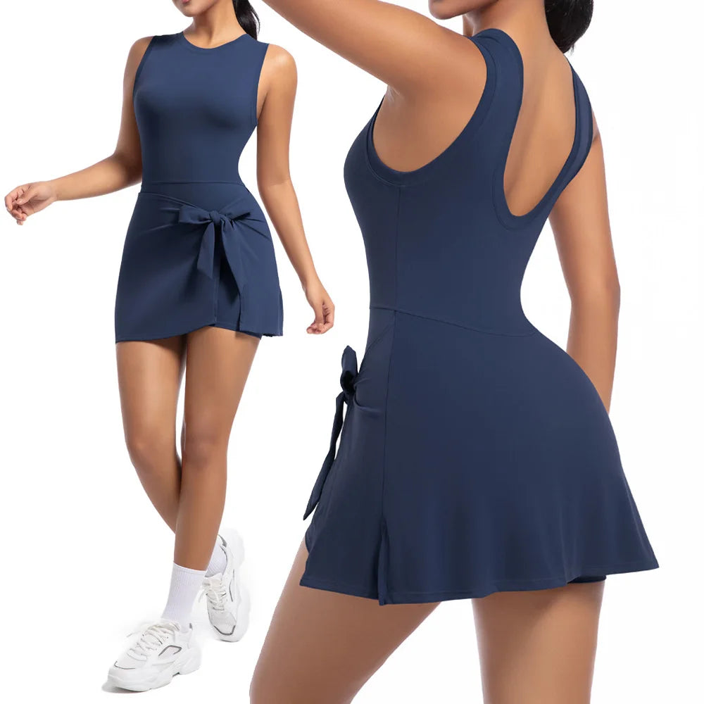 New Short Sports Jumpsuit Gym Set Women Yoga Clothes Workout Tennis dress One-piece Playsuit Yoga Suit Female Outdoor Bodysuits
