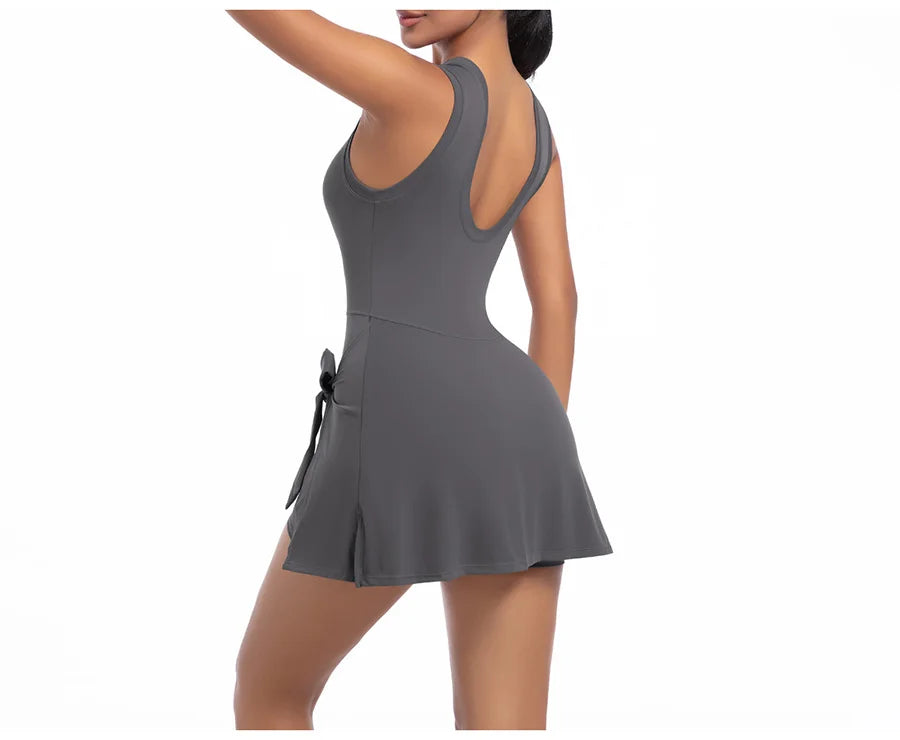 New Short Sports Jumpsuit Gym Set Women Yoga Clothes Workout Tennis dress One-piece Playsuit Yoga Suit Female Outdoor Bodysuits