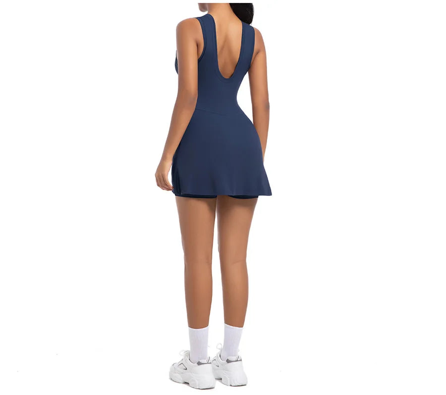 New Short Sports Jumpsuit Gym Set Women Yoga Clothes Workout Tennis dress One-piece Playsuit Yoga Suit Female Outdoor Bodysuits