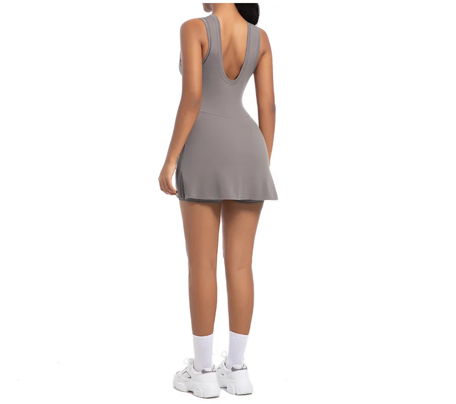 New Short Sports Jumpsuit Gym Set Women Yoga Clothes Workout Tennis dress One-piece Playsuit Yoga Suit Female Outdoor Bodysuits