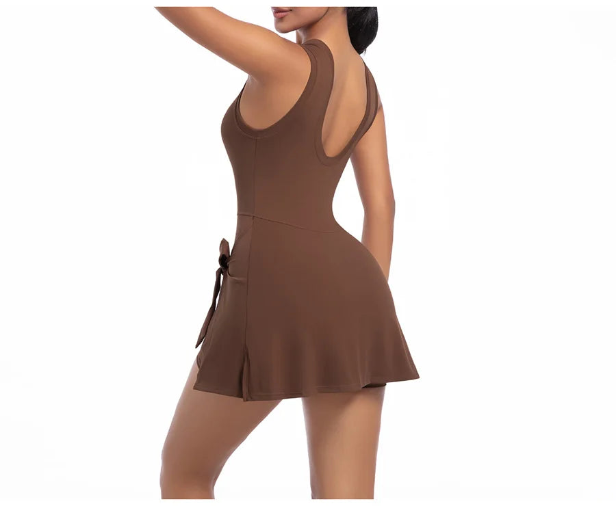 New Short Sports Jumpsuit Gym Set Women Yoga Clothes Workout Tennis dress One-piece Playsuit Yoga Suit Female Outdoor Bodysuits