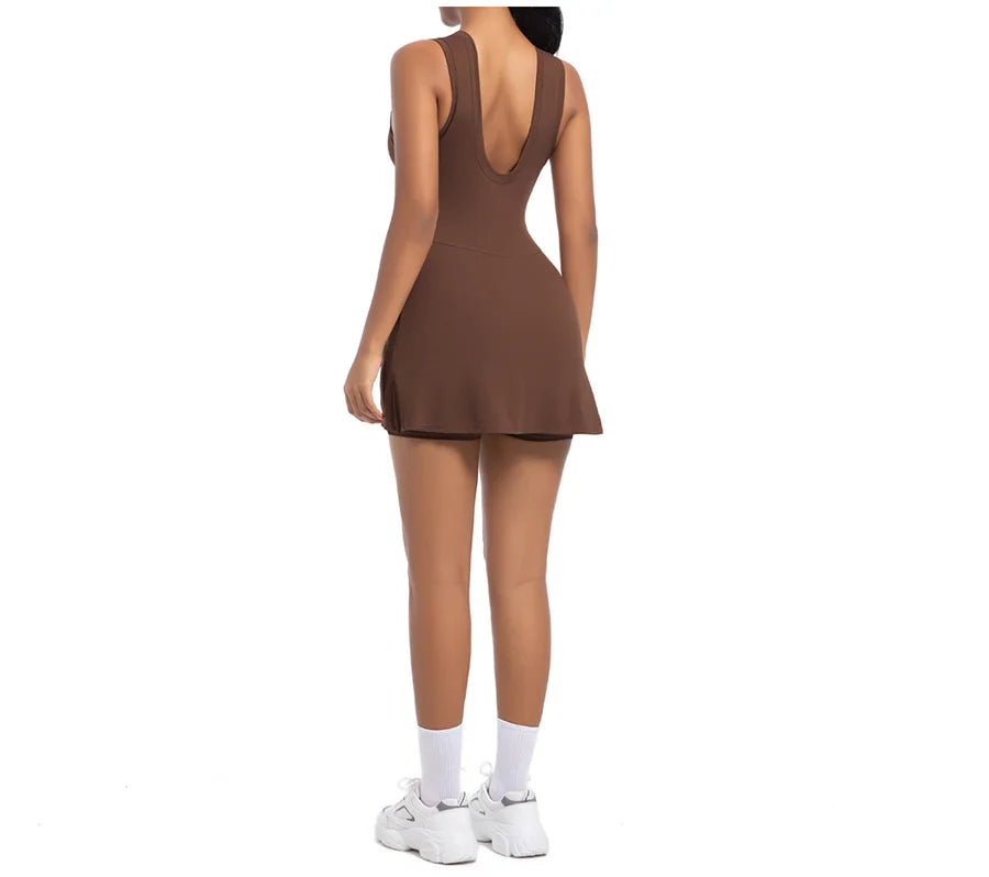 New Short Sports Jumpsuit Gym Set Women Yoga Clothes Workout Tennis dress One-piece Playsuit Yoga Suit Female Outdoor Bodysuits