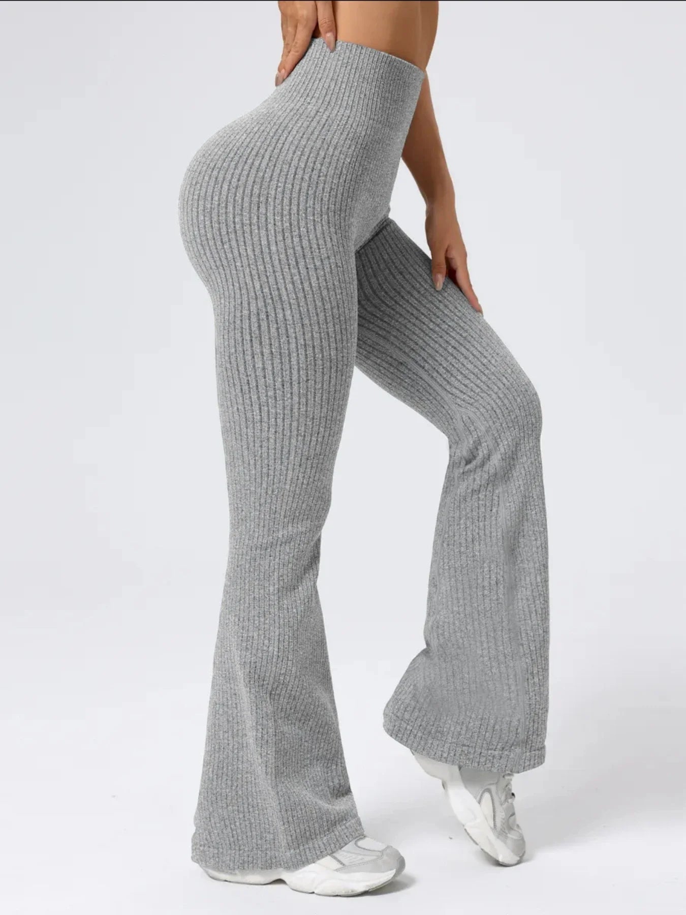 Women's High-Waist Bell Bottom Pants Sporty Tight Fit Comfortable Elastic Design Ideal for Exercise And Daily Wear