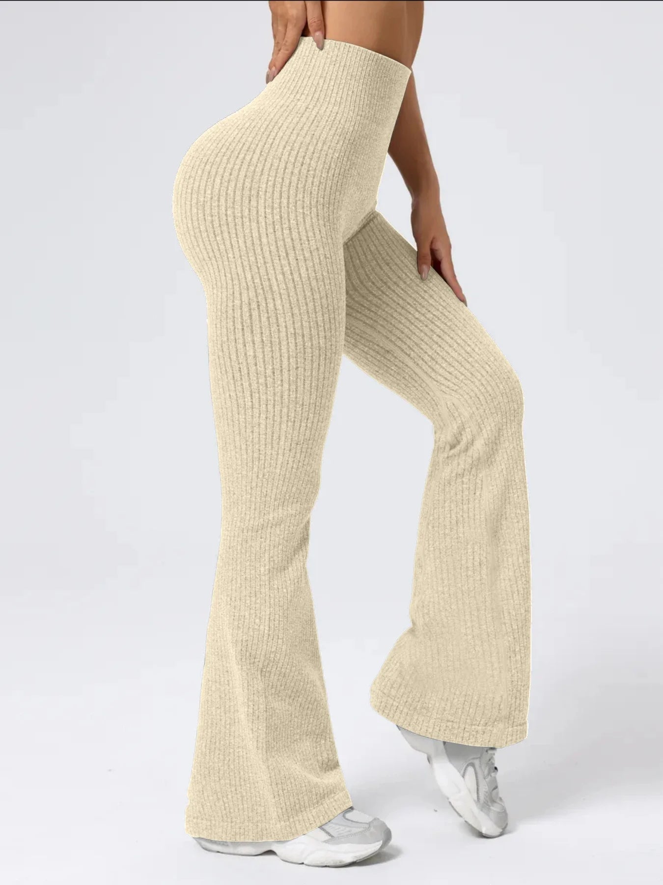 Women's High-Waist Bell Bottom Pants Sporty Tight Fit Comfortable Elastic Design Ideal for Exercise And Daily Wear