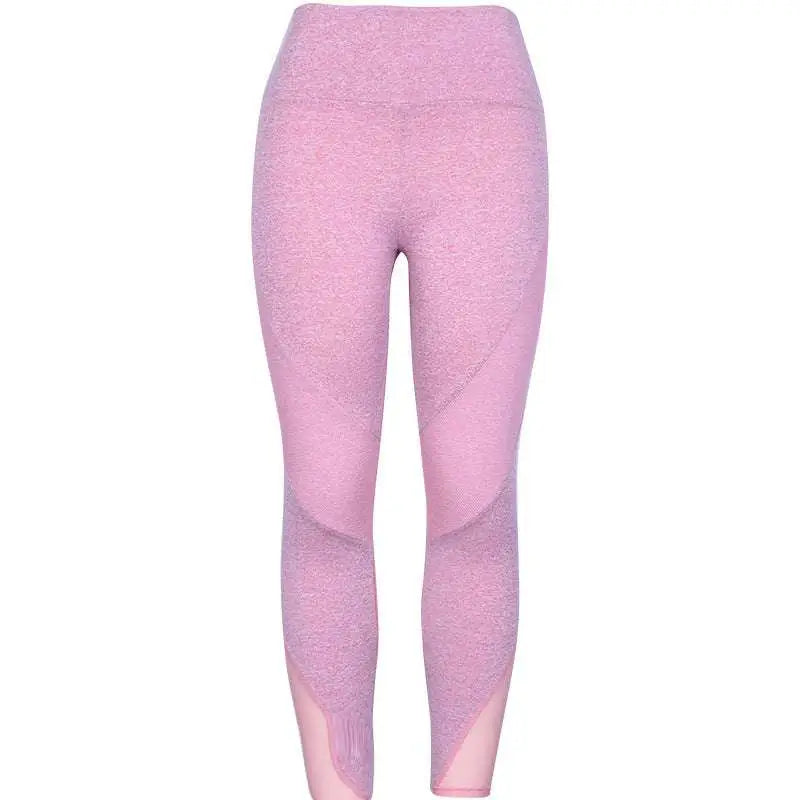 Blue Heathered Mesh Yoga Fitness Leggings