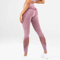 Blue Heathered Mesh Yoga Fitness Leggings