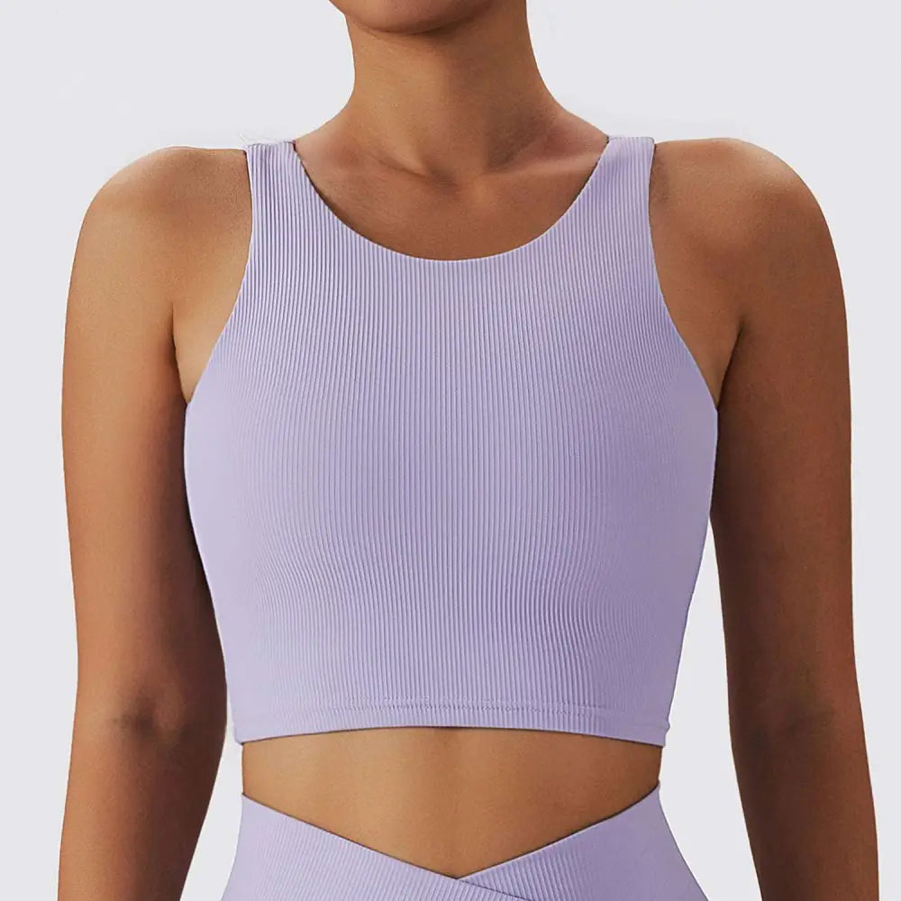 Lavender Ribbed Quick Dry Breathable Running Sports Bra