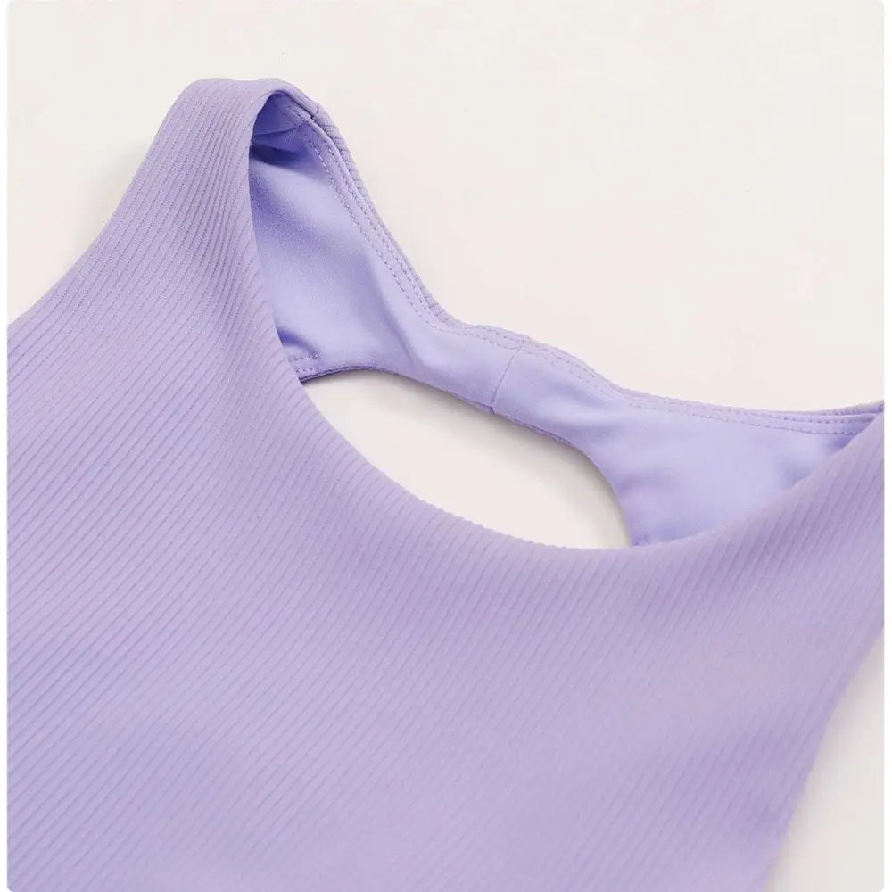Lavender Ribbed Quick Dry Breathable Running Sports Bra