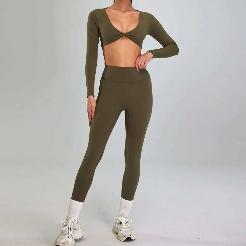 Maroon High Waist Suit Outdoor Running Nude Set