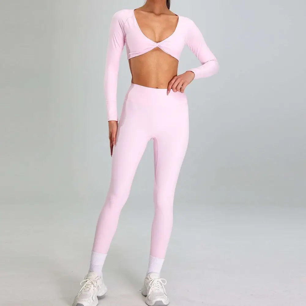 Maroon High Waist Suit Outdoor Running Nude Set